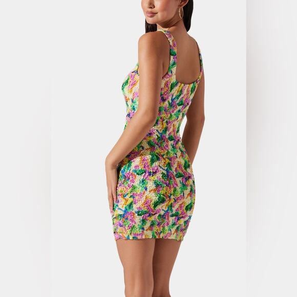 NWOT ASTR the Label Dolcetto Dress Multi-Color Bodycon Mini Dress Size Medium - Picture 4 of 9
